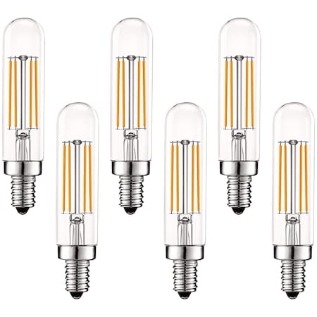 T6/T6.5 LED Bulbs 5W (60W Equivalent) 500LM 2700K Warm White Dimmable E12 Candelabra Base 6-Pack